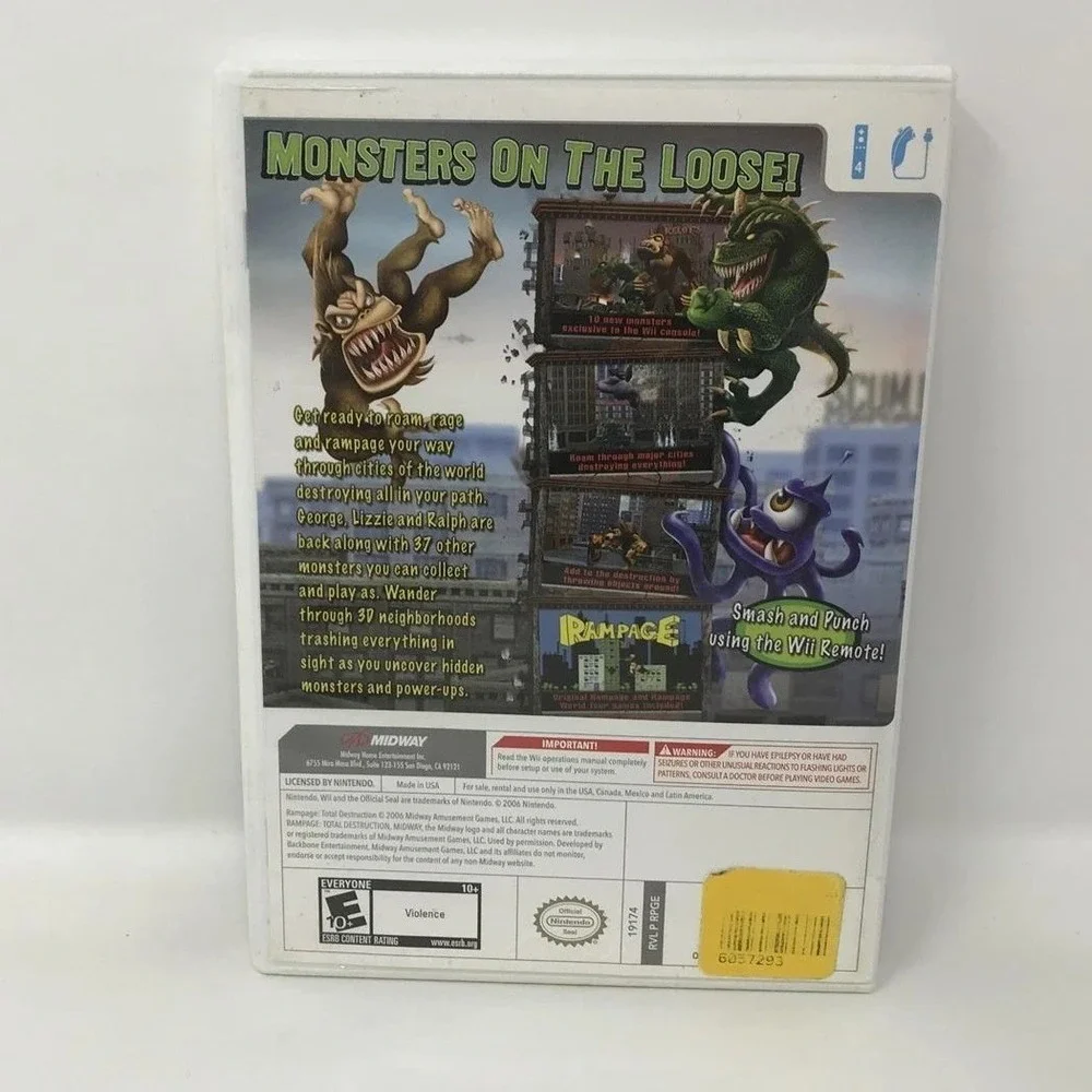 Rampage Total Destruction Nintendo Wii Game Midway 2006 RVL P RPGE